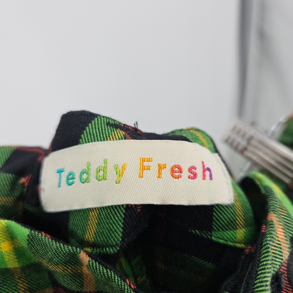 Teddy Fresh Plaid Trouser Pants Green Straight Leg Streetwear y2k Goth Size 28 - Picture 7 of 9